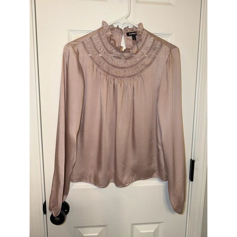 Express Satin Smocked Dusty Rose Size Small